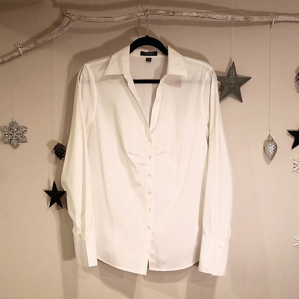 Fitted V-Neck White Shirt